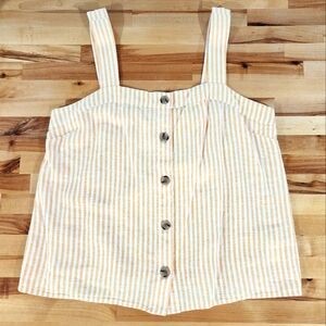 J Crew Factory Linen Blend Top Womens Sz Medium Yellow Pullover NWT